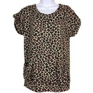 Leopard Animal Print Short Sleeve Tunic Top